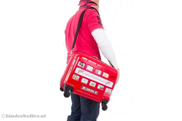 Kinderkoffer met handige schouderband.