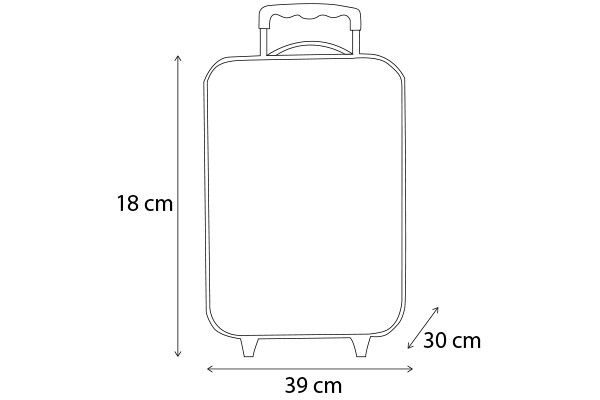 Afmetingen van de kinderkoffer.