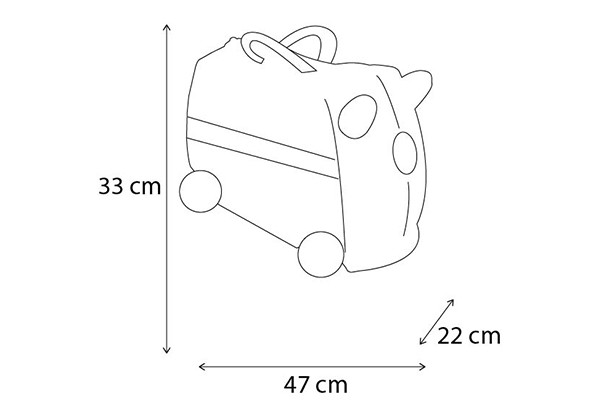 Afmetingen van de kinderkoffer.